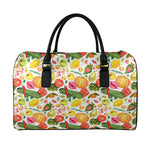 Vegan Fruits And Vegetables Print Leather Duffle Bag