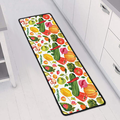 Vegan Fruits And Vegetables Print Long Kitchen Mat