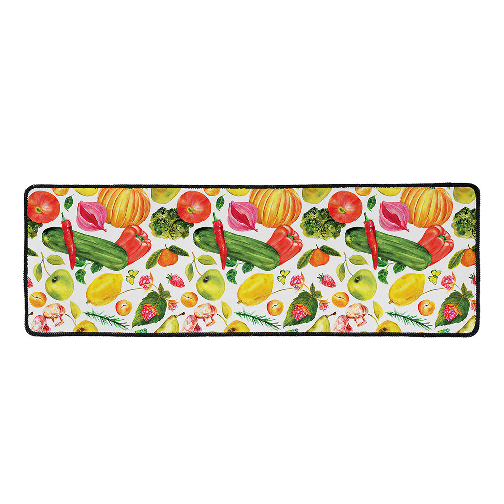 Vegan Fruits And Vegetables Print Long Kitchen Mat