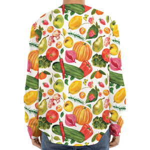 Vegan Fruits And Vegetables Print Long Sleeve Baseball Jersey