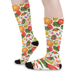 Vegan Fruits And Vegetables Print Long Socks