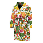 Vegan Fruits And Vegetables Print Men's Bathrobe