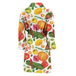 Vegan Fruits And Vegetables Print Men's Bathrobe
