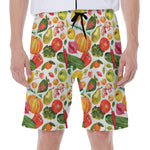 Vegan Fruits And Vegetables Print Men's Beach Shorts