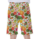 Vegan Fruits And Vegetables Print Men's Beach Shorts