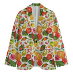 Vegan Fruits And Vegetables Print Men's Blazer