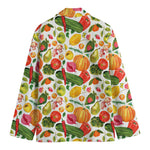 Vegan Fruits And Vegetables Print Men's Blazer