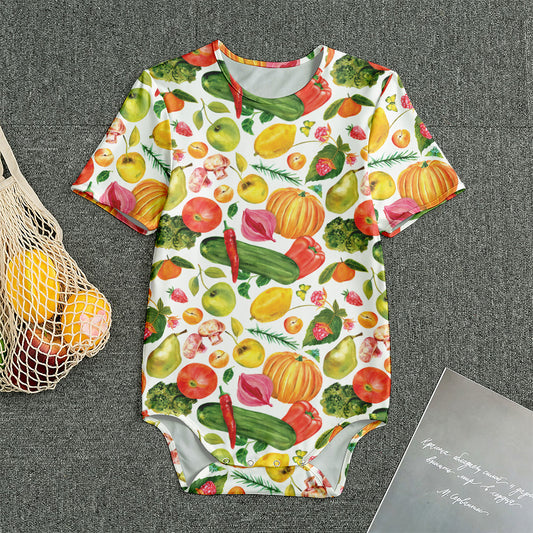 Vegan Fruits And Vegetables Print Men's Bodysuit