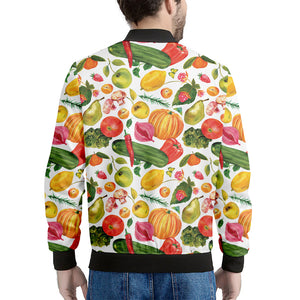 Vegan Fruits And Vegetables Print Men's Bomber Jacket