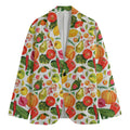 Vegan Fruits And Vegetables Print Men's Cotton Blazer