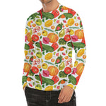 Vegan Fruits And Vegetables Print Men's Long Sleeve Rash Guard