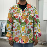 Vegan Fruits And Vegetables Print Men's Shirt Jacket
