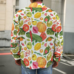 Vegan Fruits And Vegetables Print Men's Shirt Jacket