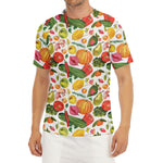 Vegan Fruits And Vegetables Print Men's Short Sleeve Rash Guard