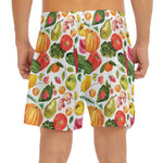 Vegan Fruits And Vegetables Print Men's Split Running Shorts