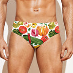 Vegan Fruits And Vegetables Print Men's Swim Briefs