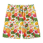 Vegan Fruits And Vegetables Print Men's Swim Trunks