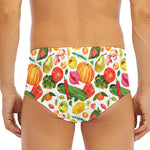 Vegan Fruits And Vegetables Print Men's Triangle Swim Briefs