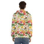 Vegan Fruits And Vegetables Print Men's Velvet Pullover Hoodie