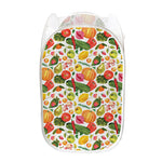 Vegan Fruits And Vegetables Print Mesh Laundry Hamper