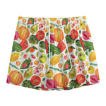 Vegan Fruits And Vegetables Print Mesh Shorts