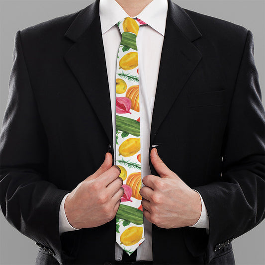 Vegan Fruits And Vegetables Print Necktie