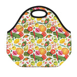 Vegan Fruits And Vegetables Print Neoprene Lunch Bag