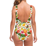 Vegan Fruits And Vegetables Print One Piece Swimsuit