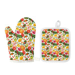 Vegan Fruits And Vegetables Print Oven Mitt And Pot Holder Set