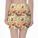 Vegan Fruits And Vegetables Print Pencil Mini Skirt