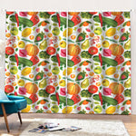 Vegan Fruits And Vegetables Print Pencil Pleat Curtains