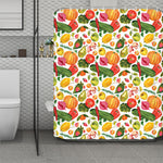 Vegan Fruits And Vegetables Print Polyester Shower Curtain