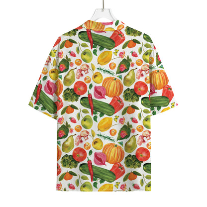 Vegan Fruits And Vegetables Print Rayon Hawaiian Shirt