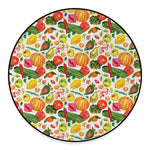 Vegan Fruits And Vegetables Print Round Floor Mat