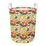Vegan Fruits And Vegetables Print Round Laundry Basket