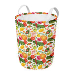 Vegan Fruits And Vegetables Print Round Laundry Basket