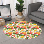 Vegan Fruits And Vegetables Print Round Rug