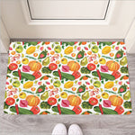 Vegan Fruits And Vegetables Print Rubber Doormat
