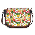 Vegan Fruits And Vegetables Print Saddle Bag