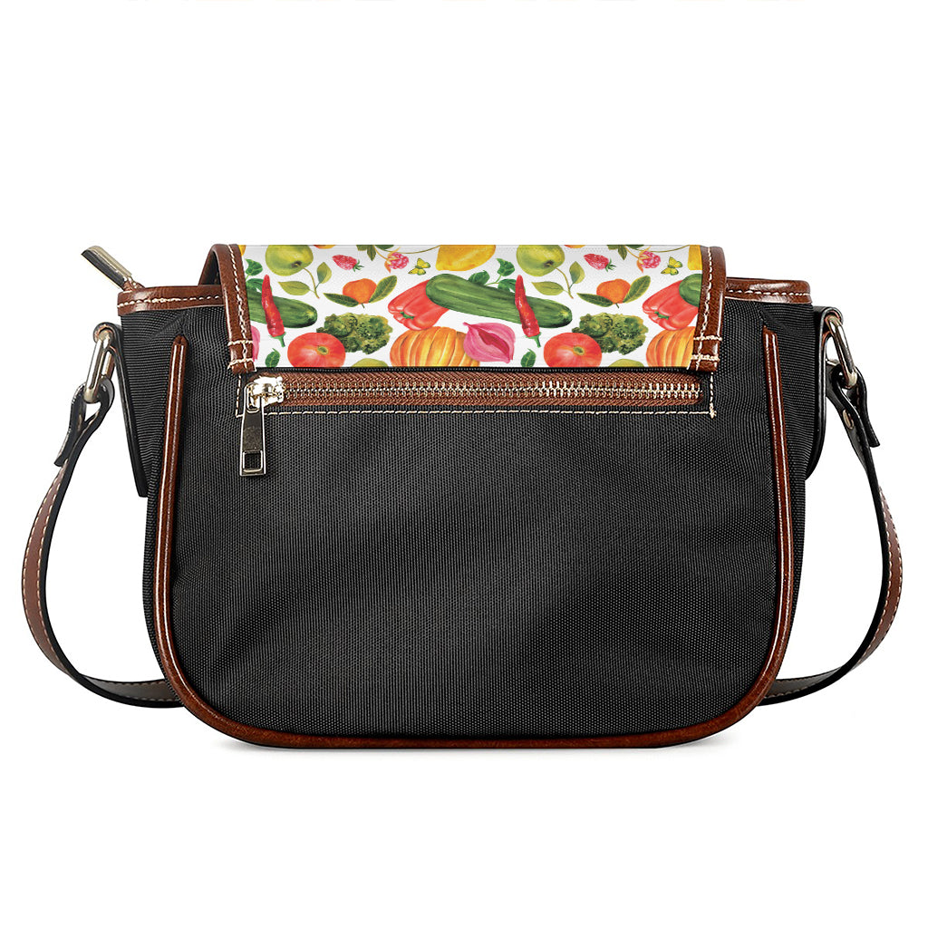 Vegan Fruits And Vegetables Print Saddle Bag