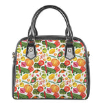 Vegan Fruits And Vegetables Print Shoulder Handbag