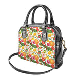 Vegan Fruits And Vegetables Print Shoulder Handbag