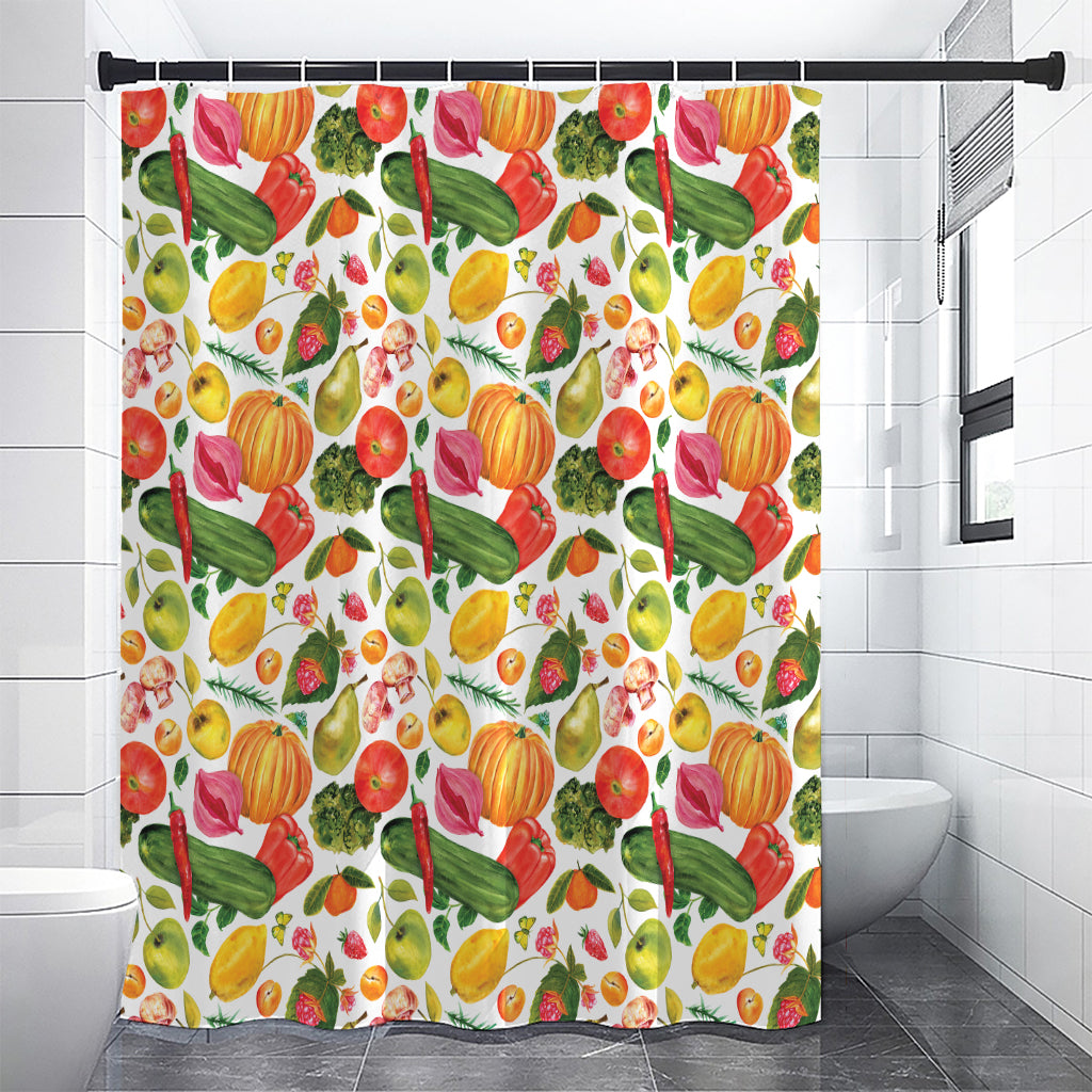 Vegan Fruits And Vegetables Print Shower Curtain