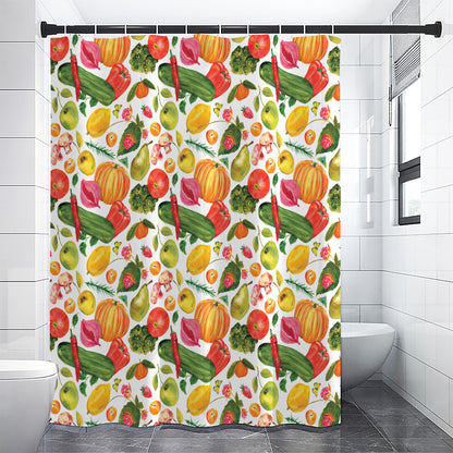 Vegan Fruits And Vegetables Print Shower Curtain