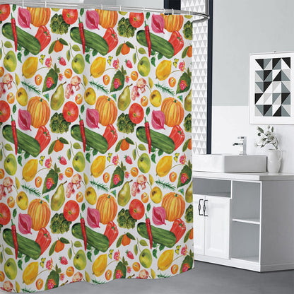 Vegan Fruits And Vegetables Print Shower Curtain