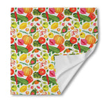 Vegan Fruits And Vegetables Print Silk Bandana