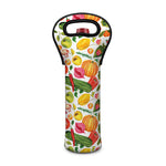 Vegan Fruits And Vegetables Print Single Neoprene Wine Tote