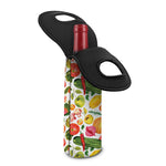 Vegan Fruits And Vegetables Print Single Neoprene Wine Tote