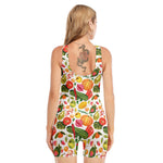 Vegan Fruits And Vegetables Print Sleeveless One Piece Swimsuit
