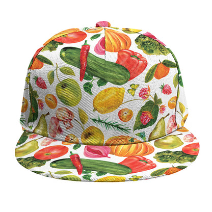 Vegan Fruits And Vegetables Print Snapback Cap